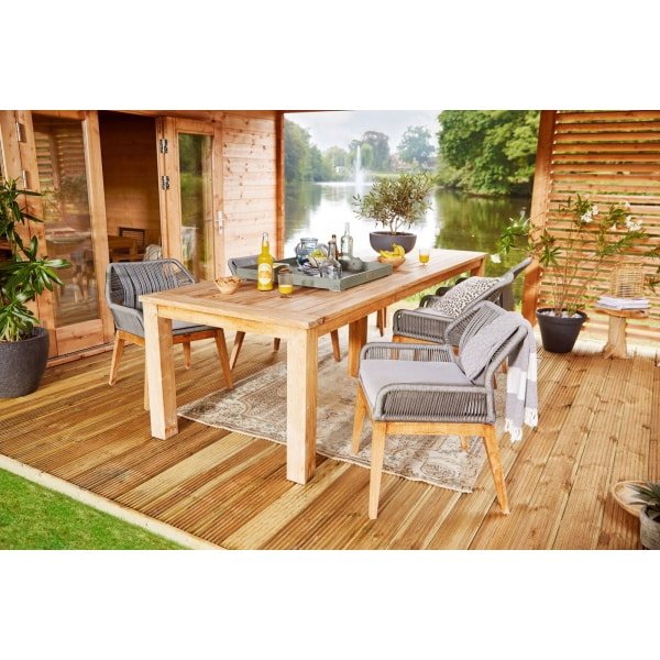 Tuintafel Rustiek teak 300 cm (met extra middenpoot) Tuindeco - Tuindeco