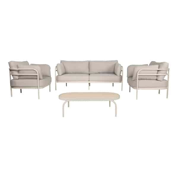 Zuiver Loungeset Vista Met 2-zits bank, 2 fauteuils en tafel - Beige