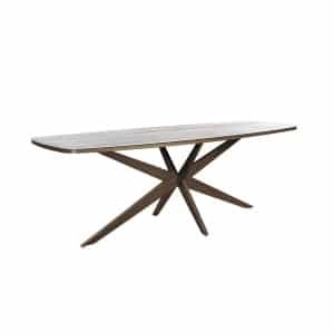 Calma dining table 270x110x75 cm oval aluminium bronze/travertin - Yoi