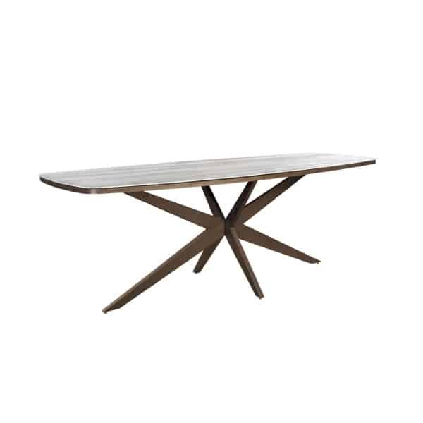 Calma dining table 270x110x75 cm oval aluminium bronze/travertin - Yoi