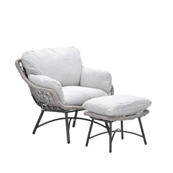 Logan Fauteuil Voetenbank Valley Sand - Garden impressions