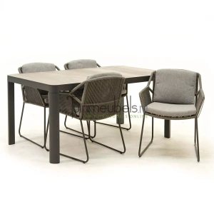 Tuinset Accor mid grey met Castilla Negro 160cm tafel | 4 Seasons Outdoor