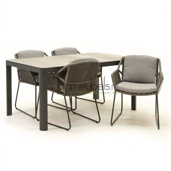 Tuinset Accor mid grey met Castilla Negro 160cm tafel | 4 Seasons Outdoor