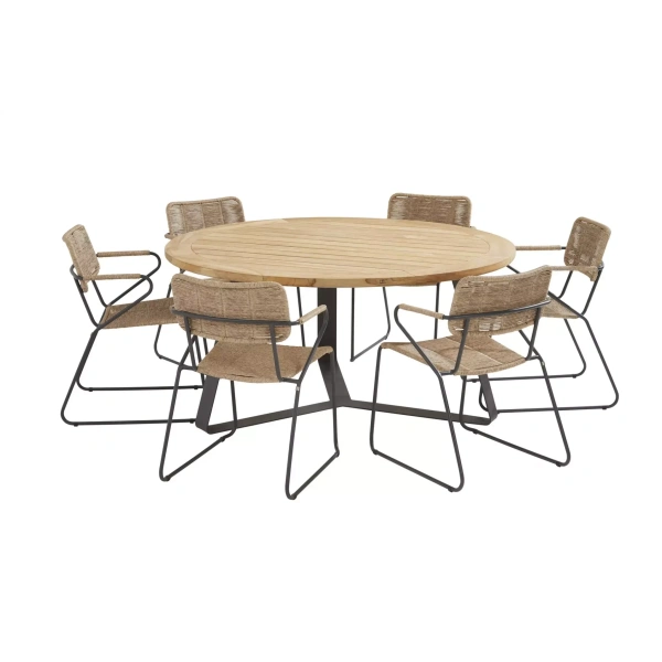 Tuinset Swing naturel met Basso teak tafel 160cm