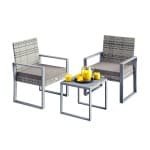 Polyrotan Balkonset Tuinset 3-delig Grijs