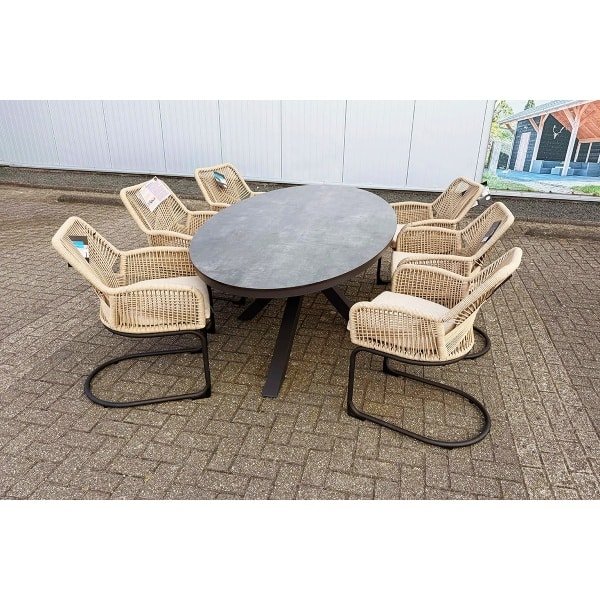 Tuinset Breeze - ovale tafel en 6 swingstoelen- - Aluminium- Sens-Line