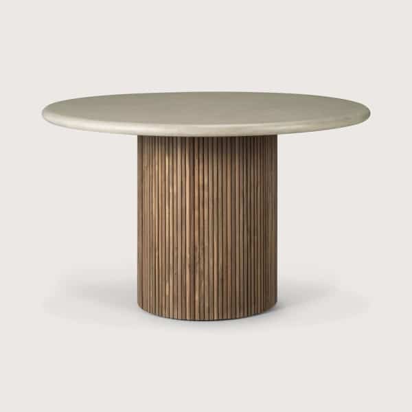 Ethnicraft Ronde Tuintafel Roller Max Beton en teakhout, 125cm - Grijs