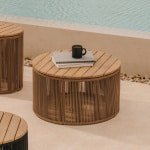 Kave Home Outdoor Salontafel 'Dandara' Acaciahout en touw, 60cm, kleur Beige