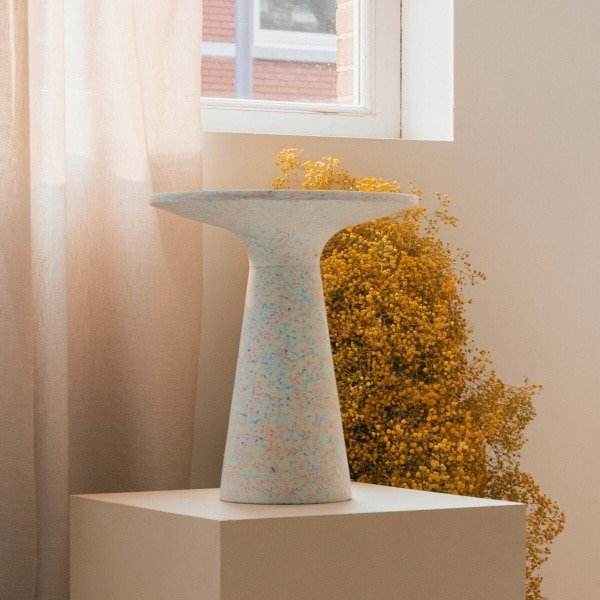 Zuiver Ronde Bijzettafel 'Victoria' Terrazzo, 45cm hoog, kleur Wit