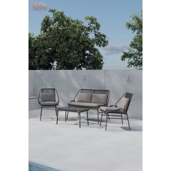 Nohr Loungeset Shiquita Met bank, 2 stoelen en tafel - Bruin