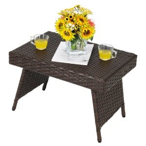 Opklapbare Salontafel Outdoor Bijzettafel met PVC Top 60 x 40 x 40 cm Bruin