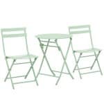 Outsunny 3-delige bistroset, inklapbare tuinset met 2 stoelen en tafel, weerbestendig, ruimtebesparend, groen | Aosom.nl