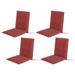 Outsunny 4-delige Set Stoelkussens 108 x 50 x 5 cm met Bevestigingsbanden, voor Binnen en Buiten Wijnrood