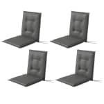 Outsunny 4-delige Stoelkussens set 108 x 50 x 5 cm met bevestigingsbanden, Binnen/Buiten Zitkussens Lichtgrijs