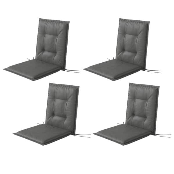 Outsunny 4-delige Stoelkussens set 108 x 50 x 5 cm met bevestigingsbanden, Binnen/Buiten Zitkussens Lichtgrijs