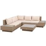 Outsunny 4-delige loungeset, poly-rotan tuinmeubelen, weerbestendig, comfortabel, inclusief aflegvlakken, modern design, grijs | Aosom.nl