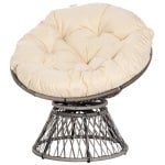 Outsunny Papasan stoel, rotan fauteuil met kussen, draaibaar, weerbestendig, luxe design, 87 x 97 x 86 cm, beige | Aosom.nl