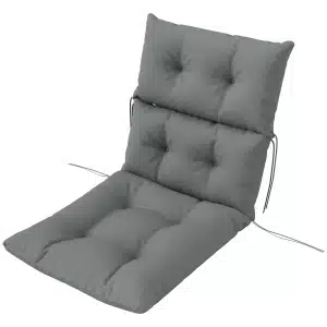 Outsunny Zitkussen met Rugleuning Dik Kussen 10 cm Polyesterhoes Bevestigingsbanden Lichtgrijs 115x56 cm Binnen en Buiten | Aosom.nl