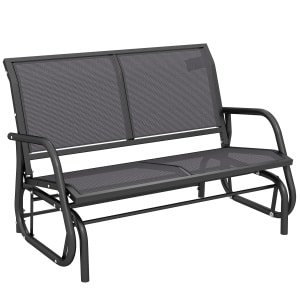Outsunny schommelbank, comfortabel en duurzaam, weerbestendig, perfect voor tuin en balkon, 120 x 70 x 88 cm, grijs | Aosom.nl