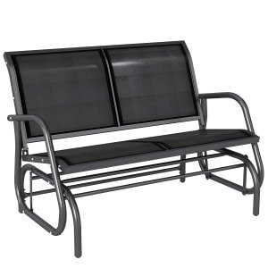 Outsunny schommelbank, comfortabele tuinschommel, weerbestendig met metalen frame, voor 2 personen, 150 x 100 x 150 cm, grijs | Aosom.nl