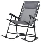 Outsunny schommelstoel, weerbestendig, opklapbaar, comfortabel kussen, tot 120 kg, ideaal voor tuin of balkon, lichtgrijs | Aosom.nl