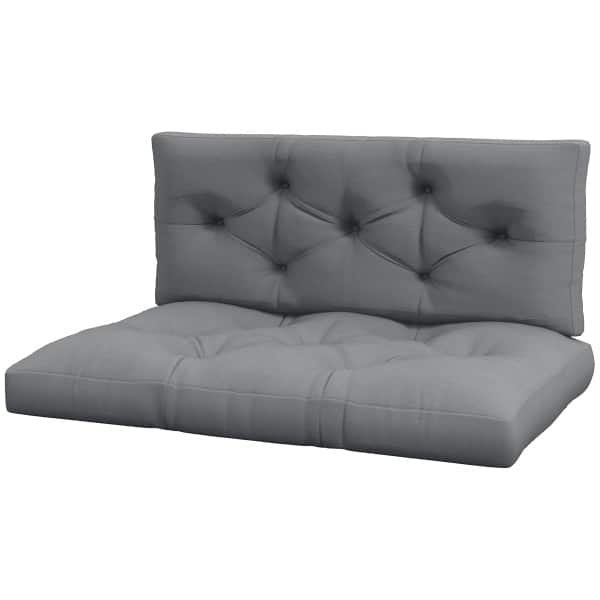 Outsunny zitkussen, comfortabel stoelkussen met knoopstiksels, weerbestendig, 120 x 80 x 12 cm, perfect voor buiten, grijs | Aosom.nl
