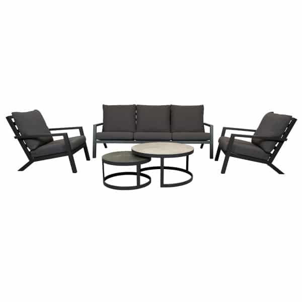 Qopps Atlanta loungeset 3-zits 2 loungestoelen met Sprog tafel set