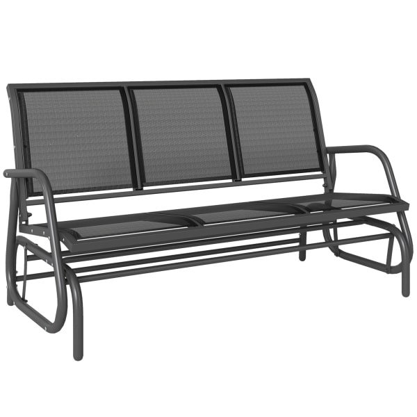 Schommelbank 3-Zits Tuinbank Parkbank Metalen Frame Met Ademende Netstof Draagvermogen 300 kg 151x75x85cm Voor Terras En Tuin | Aosom.nl