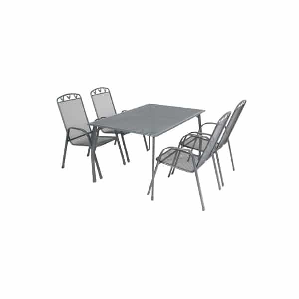 Greemotion Tuinset Toulouse (Tafel + 4 stapelstoelen, 140 x 74 x 90 cm)