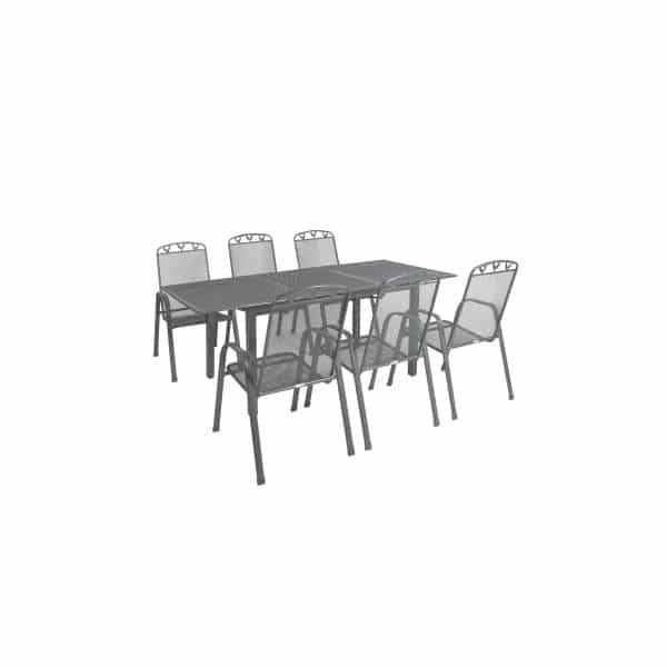 Greemotion Tuinset Toulouse (Uitschuifbare tafel + 6 stapelstoelen, 140-200 x 74 x 90 cm)