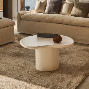 Kave Home Organische Salontafel 'Macarella' Cement, 83 x 77cm, kleur Wit