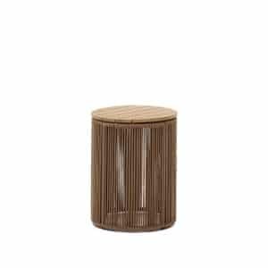 Kave Home Outdoor Bijzettafel 'Dandara' Acaciahout en touw, 40cm, kleur Beige