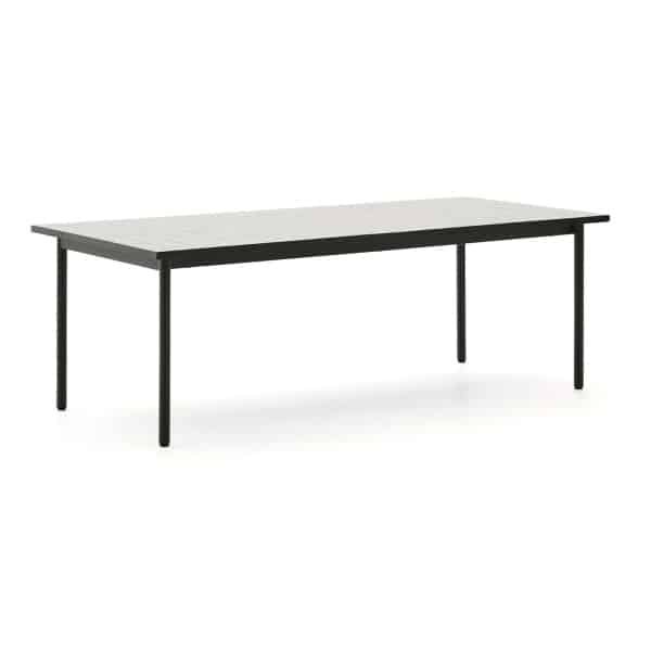 Kave Home Outdoor Eettafel 'Maurina' Cement en staal, 223 x 101cm, kleur Wit