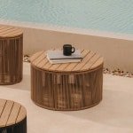 Kave Home Outdoor Salontafel 'Dandara' Acaciahout en touw, 70cm, kleur Beige