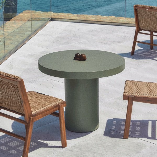 Kave Home Ronde Bistrotafel 'Aiguablava' Beton, 90cm, kleur Donkergroen
