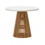Kave Home Ronde Bistrotafel 'Alcaufar' Cement en Teakhout, 90cm, kleur Wit