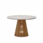 Kave Home Ronde Eettafel 'Alcaufar' Cement en Teakhout, 120cm, kleur Grijs