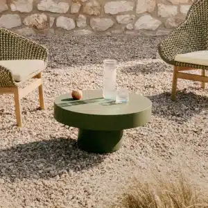 Kave Home Ronde Salontafel 'Aiguablava' Beton, 66cm, kleur Donkergroen