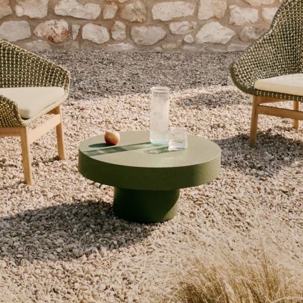 Kave Home Ronde Salontafel 'Aiguablava' Beton, 66cm, kleur Donkergroen