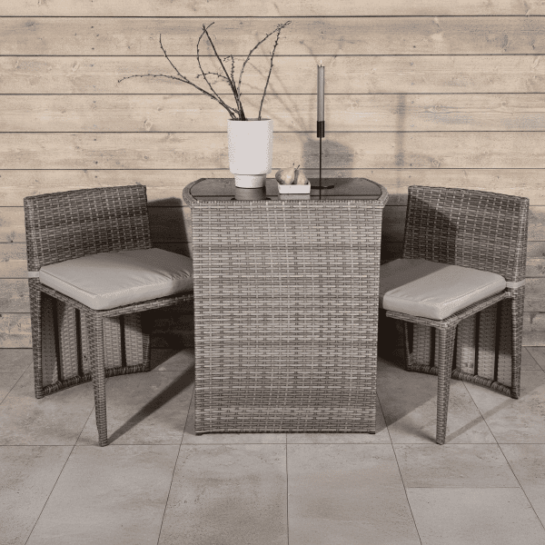 Nohr Bistroset 'Daneisha' Wicker, kleur Grijs