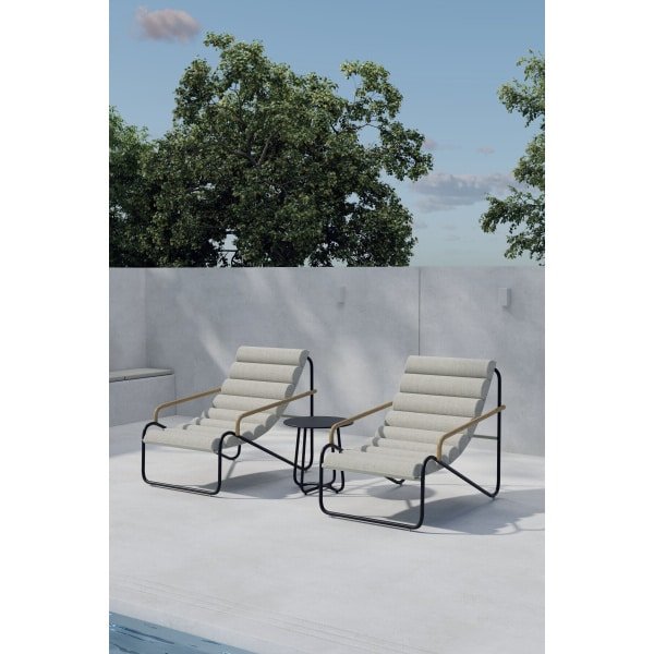 Nohr Loungeset Geron Met 2 stoelen en tafel - Beige/Zwart