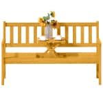 Outsunny 2-zits Tuinbank Hout, Weerbestendig met Rug- & Armleuningen, 320kg Belastbaar, 149x56,5x89cm, Teak