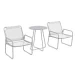 Outsunny 3-delige tuinmeubelset, weerbestendig, 2 ademende stoelen, ronde tafel Ø60 cm, perfect voor buiten, lichtgrijs | Aosom.nl