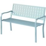 Outsunny Buitenbank, Tuinbank van Staal, Uitgesneden Rugleuning, Armleuningen, voor 2 Personen, Blauw