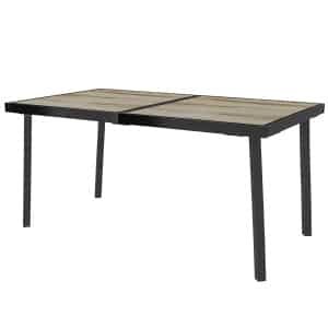 Outsunny Buitentafel voor 6 personen, weerbestendig, stevig metalen frame, perfect voor buiten, 145 x 85 x 72 cm, grijs | Aosom.nl