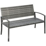 Outsunny Tuinbank Rotanlook voor 2 Personen Stalen Frame Poly Rotan UV en Waterbestendig 122x60x87 cm Grijs en Comfortabel | Aosom.nl
