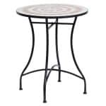 Outsunny Tuintafel Rond Mozaïek Keramisch Tafelblad Stalen Frame Oranje Wit Ø60x71 cm Onderhoudsvriendelijk voor Terras Balkon Tuin | Aosom.nl