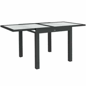 Outsunny Uitschuifbare Tuintafel voor Buiten, Weerbestendige Uitbreidbare Buffettafel, 160 cm × 80 cm × 75 cm, Zwart