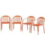 Outsunny Weerbestendige Tuinstoelenset van 4 Kunststof Stapelstoelen met Armleuning en Rugleuning Tot 120 kg Belastbaar