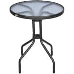 Outsunny balkontafel, bistrotafel van metaal met veiligheidsglas, weerbestendig, perfect voor kleine ruimtes, 70 x 70 cm, zwart | Aosom.nl
